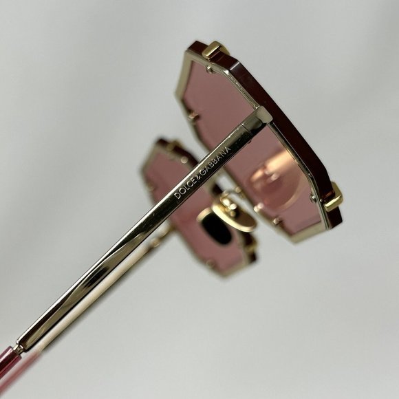 Dolce Gabbana Octagon Sunglasses DG 2216 02/84  55[] 20 Red Lenses Gold Hardware - Picture 6 of 16